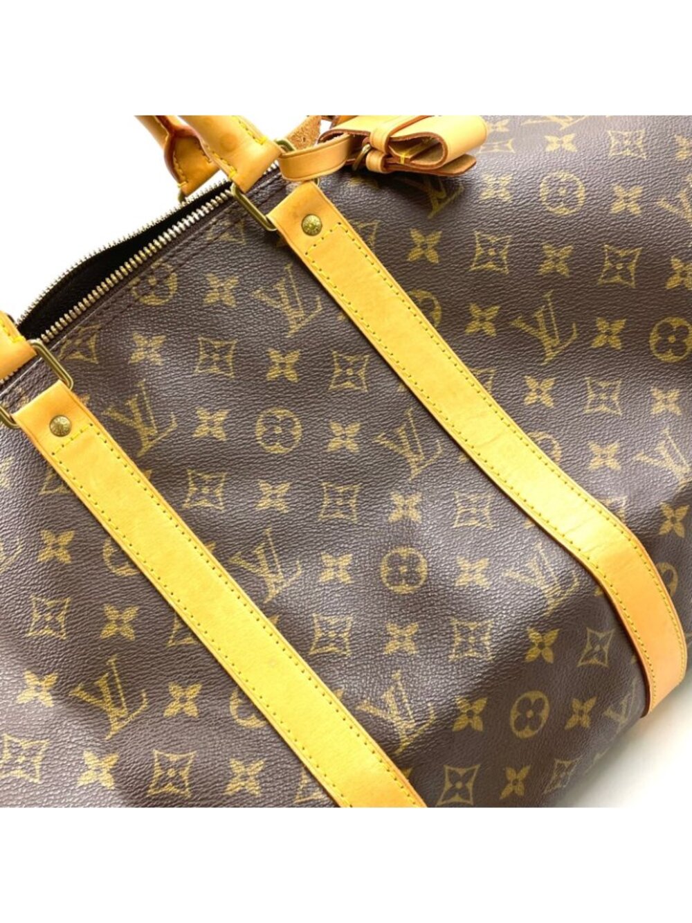 Louis Vuitton Keepall Bandouliere 50 Monogram Leather Brown Boston Bag Gold - Picture 5 of 15
